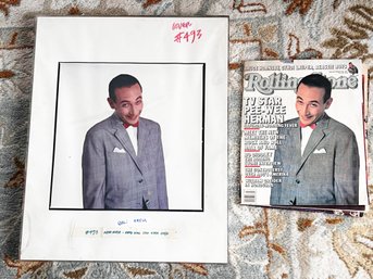 (A-110) RARE-ACTUAL ROLLING STONE PHOTO OF PEE WEE HERMAN FRAMED THEN USED (REVERSED) 2/12/1987 COVER