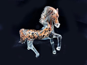 (A-115) VINTAGE SIGNED MURANO ITALY GLASS HORSE - APPROX. 7' X 7 1/2'