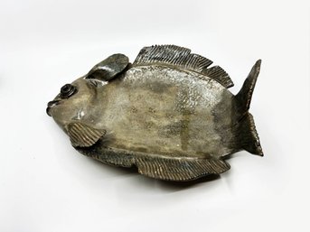 (A-36) BEAUTIFUL & LARGE MCM 'MARGIT SUBAK ELSOHN (1911-2007) ART POTTERY FISH PLATE - C.1970'S - 15' BY 11'