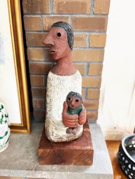 (A-43) HUGE MID CENTURY CERAMIC SCULPTURE BY THERESE BATAILLE FOR 'DOUR BELGIUM' -MOTHER & CHILD- 26'