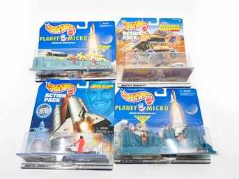 (D-50) VINTAGE LOT OF 4 HOT WHEELS SPACE RELATED COLLECTABLES-ALL IN ORIGINAL PACKAGING