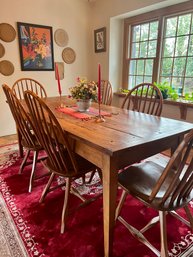 The PERFECT ANTIQUE EUROPEAN FARMHOUSE TABLE & Six CHAIRS - PURCHASED In BELGIUM - 78' L By 38' W 30' H