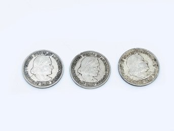 (J-9) VINTAGE LOT OF 3 SILVER 1893 WORLDS COLUMBIAN EXPOSITION COINS-CHICAGO-
