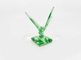 (A-24) VINTAGE BACCARAT GREEN GLASS BUTTERFLY FIGURINE-FRANCE-APPROX. 3 3/4' TALL