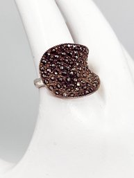 (J-23) VINTAGE STERLING SILVER MARCASITE LADIES RING-MARKED 925-SIZE 6 1/2 WEIGHT 3.58 DWT