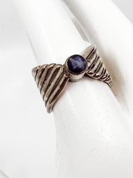 (J-34) VINTAGE/MCM STERLING SILVER AND BLUE STAR LAPIS LADIES RING-SIZE 5 1/2 WEIGHT 5.92 DWT