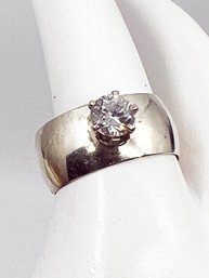 (J-36) VINTAGE SIGNED 'T BEAR' STERLING SILVER CZ RING-SIZE 8 1/2 WEIGHT 4.87 DWT