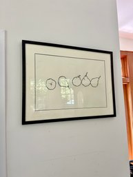 (K) FRAMED CHARCOAL DRAWING OF PEARS BY BECK OAKLEY, BERKSHIRES NY -  28' BY 21'