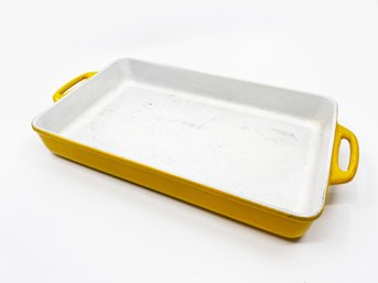 (A-46) LARGE, WELL USED VINTAGE 'COPCO, DENMARK' YELLOW ENAMEL BAKING PAN- 18 1/2' X 14' X 2 1/4'