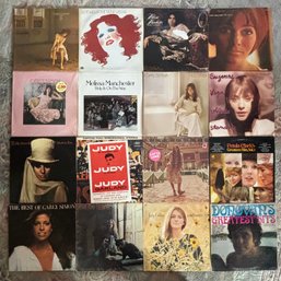 (D-19) COLLECTION OF 16 VINTAGE LP ROCK RECORDS -VINYL - ALL IN COVERS, PLAYED CONDITION -MIDLER, CARLEY