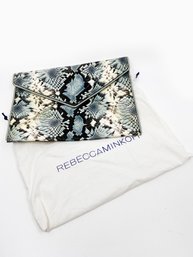 (B-44)  FAB REBECCA MINKOFF LEO PYTHON, EMBOSSED LEATHER ENVELOPE CLUTCH BAG WITH DUST BAG