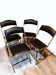 (A-146) FOUR VINTAGE 'FRITZ & CO' BLACK & GOLD FOLDING CHAIRS - GREAT SHAPE - APPROX. 32' X 16' X 12'