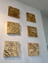 (E) SET OF SIX GOLD ABSTRACT ART - INTERCHANGEABLE INSTALLATION - EACH PIECE IS 20' SQ. BY 2' DEEP- 'MET HOME