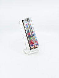 (B-7) VINTAGE LUCITE AND STERLING SILVER MCM ISRALEI MEZUZAH-APPROX/ 5 1/2'TALL