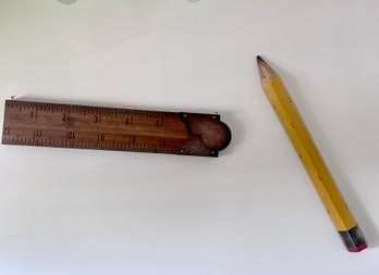 (BR2) OVERSIZED PENCIL & RULER WALL ART - FUN WOOD OFFICE WALL DECOR - 34' BY 8'