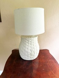 (KX) VINTAGE FAUX WOVEN CERAMIC PATTERN DECORATIVE TABLE LAMP-APPROX. 25' X 12'-LOCAL PU ONLY