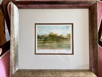 (Art-50) FRAMED ETHAN HARPER PENCIL SIGNED & NUMBERED LITHO - ABSTRACT WATERCOLOR LANDSCAPE - 17' BY 15'