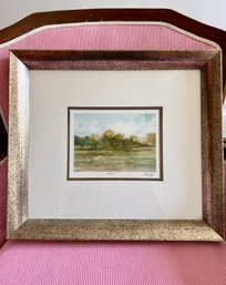 (Art-51) FRAMED ETHAN HARPER PENCIL SIGNED & NUMBERED LITHO - ABSTRACT WATERCOLOR LANDSCAPE - 17' BY 15'