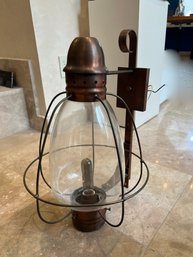 (L-8) - HERITAGE LANTERNS WALL MOUNTED LIGHT FIXTURE WITH BROWN FINISH - 13' WIDE 21' HIGH