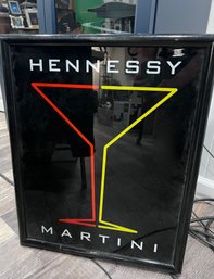 (B-74) VINTAGE WORKING HENNESSY MARTINI BAR SIGN  - 18' BY 22'