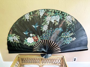 (KX) VINTAGE LARGE HAND MADE AND PAINTED ASIAN STYLE FAN-61' X 34'-LOCAL PICK UP ONLY