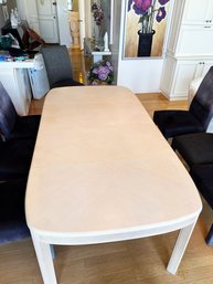 POST MODERN, BLEACHED WOOD DINING ROOM TABLE W/TWO LEAVES - 81' LONG X 42' WIDE X 30' HIGH