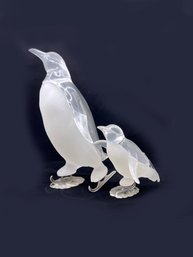 (B-43) LOT OF 2 GLASS AND PLASTIC PENGUINS SKATING-APPROX. 16' AND 8'