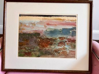 (Art-14) STAN BRODSKY (AMERICAN 1925-) ORIGINAL SIGNED ABSTRACT WATERCOLOR IN DESSERT SHADES - 19' BY 22'