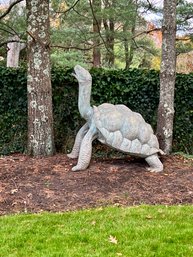 LARGER THAN LIFE TURTLE SCULPTURE! METAL / COMPOSITE W/ REBAR - LOOKS LIKE HE WAS MADE AS A WATER FEATURE-60'