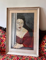 (Art-6) VINTAGE MID CENTURY OIL PORTRAIT PAINTING, MOODY - 23' BY 34'