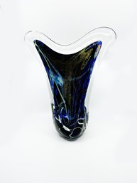 (B-50) VINTAGE SIGNED 'ROLLIN KARG' ABSTRACT ART GLASS SCULPTURE-1997-APPROX. 16' TALL