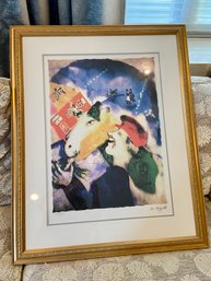 (A-53) VINTAGE MARC CHAGALL PENCIL SIGNED &NUMBERED LITHO 'PEASANT LIFE'-55/500 -BEAUTIFULLY FRAMED-28' BY 36'