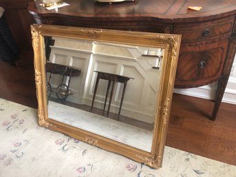 (GAR) HEAVY ORNATE GOLD FRAME MIRROR WITH BEVELED EDGE - 24' BY 32'