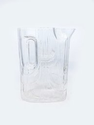 (45) VINTAGE MCM RIEDEL GLASS PITCHER WITH GEOMETRIC DESIGN - 9' X 7 X 3 1/2'