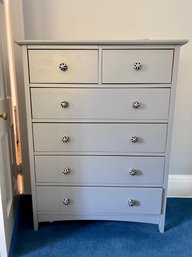 (UA-11) PAINTED GRAY SIX DRAWER WOOD DRESSER WITH PORCELAIN KNOBS  - 38' BY 19' BY 48'