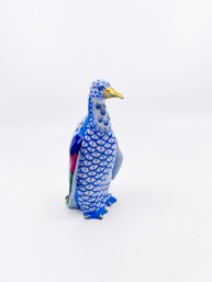 (UB-13) HEREND HUNGARY SMALL HAND PAINTED WATERFALL PENGUIN-5' TALL #15326-BLUE/WHITE