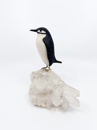 (UB-16) LARGE 7' REMOVEABLE BLACK AND WHITE PENGUIN ON A CRYSTAL BASE