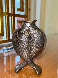 (O-2) CHRISTOFLE, FRANCE SILVERPLATE 'DEUX POISSONS' BUD VASE - TWIN FISH, 5.5'