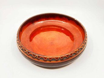 (D-5) LARGE VINTAGE CERAMIC SPANISH STYLE BOWL-APPROX.9' ROUND-SEE IMAGES FOR CONDITION