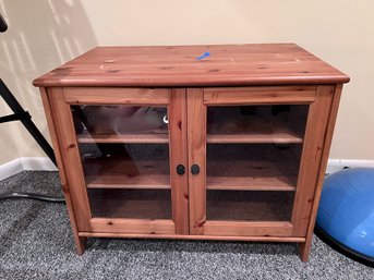 (BASE) CEDAR TWO DOOR TV /STEREO CABINET WITH THREE SHELVES- 38' BY 24' BY 30'