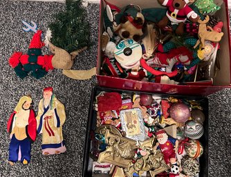 (BASE-53) BIG LOT Of  ASSORTED VINTAGE CHRISTMAS ORNAMENTS & DECORATIONS