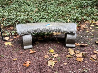 CURVED CEMENT GARDEN BENCH WITH MATCHING TWO PIECE LEGS - 43' BY 14'