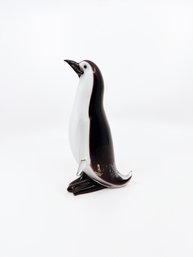 (UB-56) MURANO BLACK/WHITE GLASS PENGUIN-FORMIA-ITALY-APPROX. 7' TALL-SIGNED