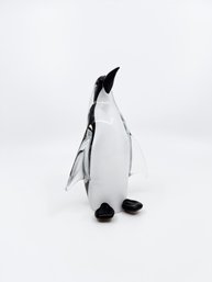 (UB-57) MURANO BLACK/WHITE GLASS PENGUIN-FORMIA-ITALY-APPROX. 6' TALL-SIGNED