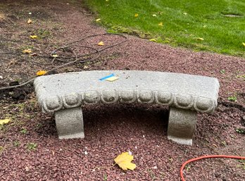 CURVED CEMENT GARDEN BENCH WITH MATCHING TWO PIECE LEGS - 44' BY 14'