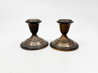 (A-11) VINTAGE LOT OF 2 STERLING SILVER 'WEIGHTED' CANDLESTICK HOLDERS-