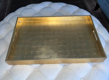 (B-4) WEST ELM GOLD FINISH LARGE WOOD SERVING TRAY - ACCENT TRAY - 34' BY 22'