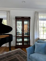 (B-6) MAHOGANY LIGHTED DISPLAY CABINET WITH TWO DOORS & GLASS FRONT & SIDES - 82'H BY 23'W BY 14'D