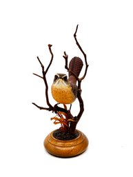 (A-27) LOVELY ONE OF A KIND VINTAGE WOOD CARVING 'CAROLINA WREN' BY PENNY MILLER, 1990 -VIRGINIA - $450