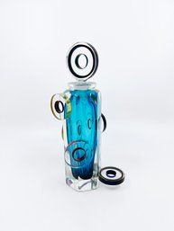 (UB-88) GORGEOUS MODERNIST ART GLASS PERFUME BOTTLE - LIMITED EDITION 136/500 - SIGNED- 7 1/2'